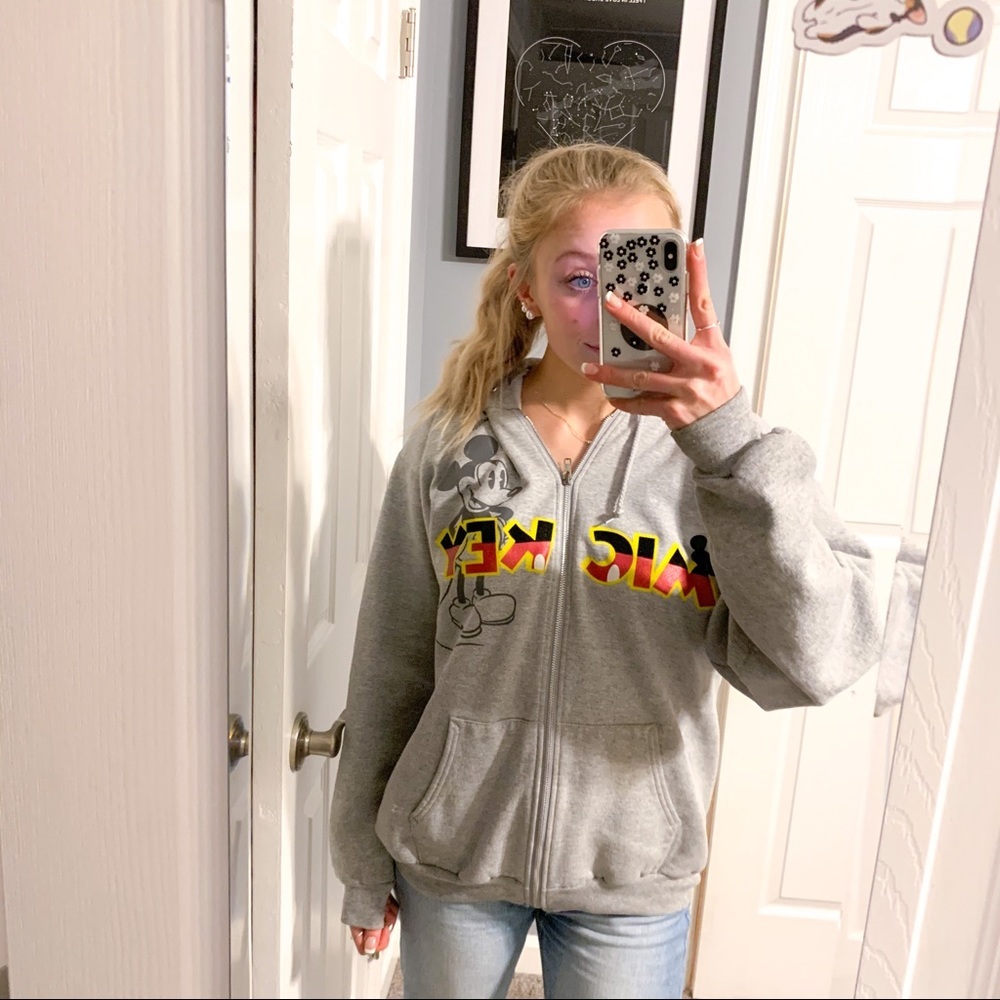 Disney Mickey grey zip up graphic sweatshirt